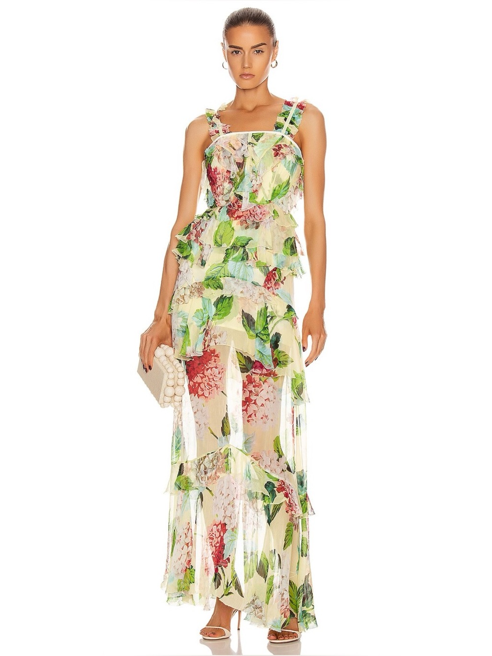 ALICE McCALL Wild Frontiers Lemon Romantic Floral Tiered Ruffle Boho Maxi Dress